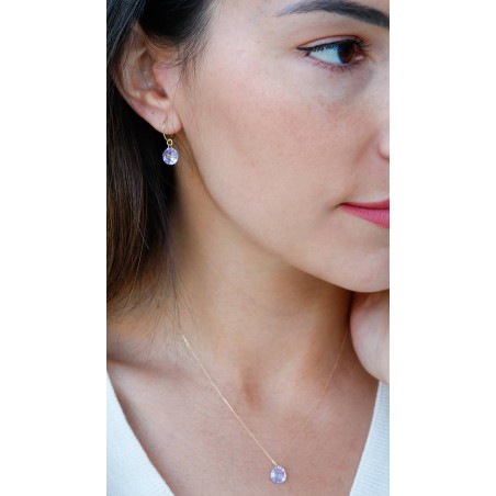 Hoop Earrings with Lilac Zirconia in...