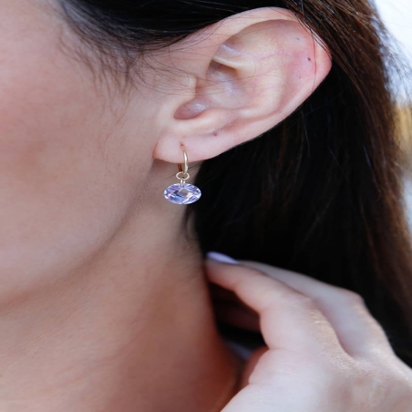 Hoop Earrings with Lilac Zirconia in 9K Gold