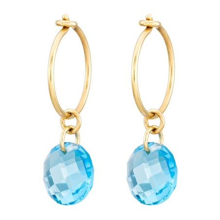 Hoop Earrings with Blue Zirconia in 9K Gold