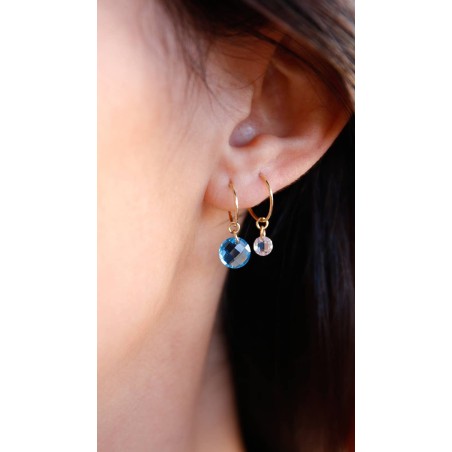 Hoop Earrings with Blue Zirconia in... Hoop Earrings with Blue Zirconia in...