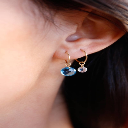 Hoop Earrings with Blue Zirconia in 9K Gold