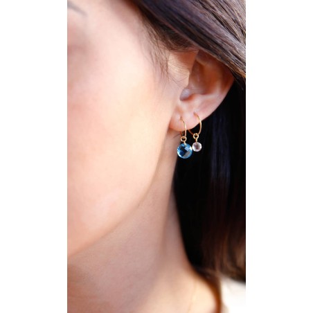 Hoop Earrings with Blue Zirconia in... Hoop Earrings with Blue Zirconia in...
