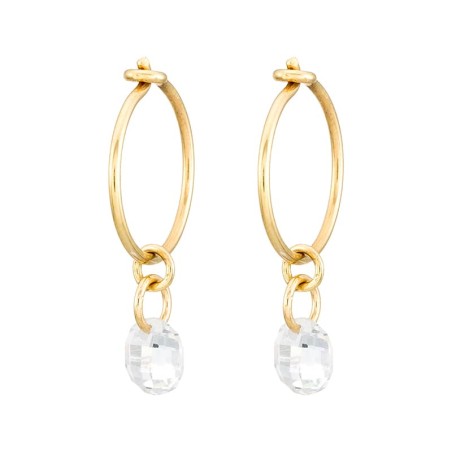 Hoop Earrings with White Zirconia in 9K Gold