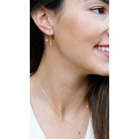 Hoop Earrings with White Zirconia in...