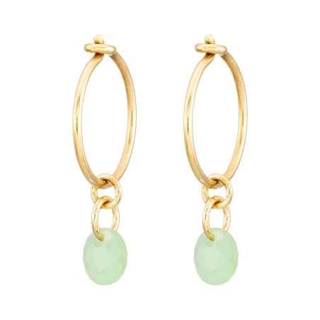 Pendientes Aro con Circonita color Verde en Oro de 9K