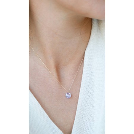 Lilac Zirconia Pendant in 9K Gold