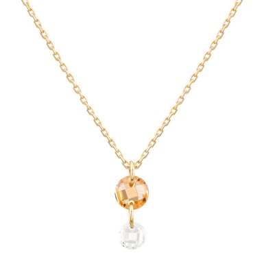 Citrine and White Zirconia Pendant in 9K Gold