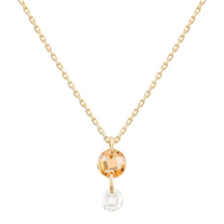Colgante Circonitas color Citrino y Blanca en Oro de 9K
