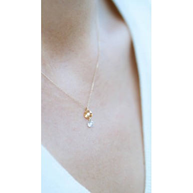 Citrine and White Zirconia Pendant in 9K Gold 2