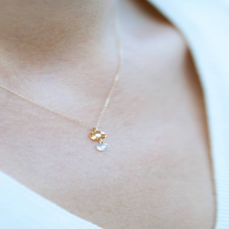 Citrine and White Zirconia Pendant in 9K Gold