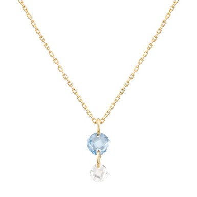 Blue and White Zirconia Pendant in 9K Gold