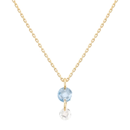 Blue and White Zirconia Pendant in 9K Gold