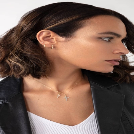 Pendientes Aro con Circonitas Incrustadas en Oro de 9K