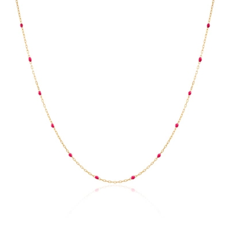 Cadena Esmalte Rosa en Oro de 9K