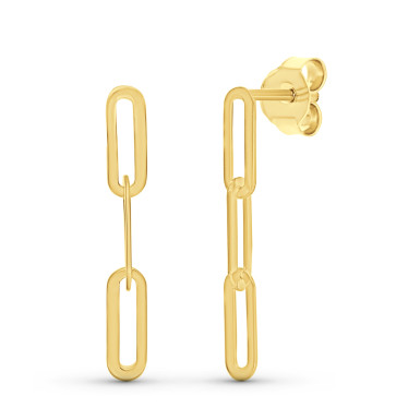 Pendientes Tres Eslabones 9mm en Oro 9K