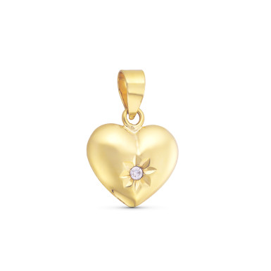 Colgante Corazon con Circonita en Oro 9 Kilates