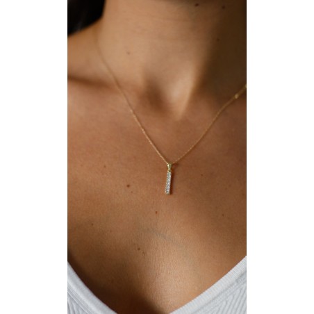 Colgante Barra Circonitas en Oro de 9K